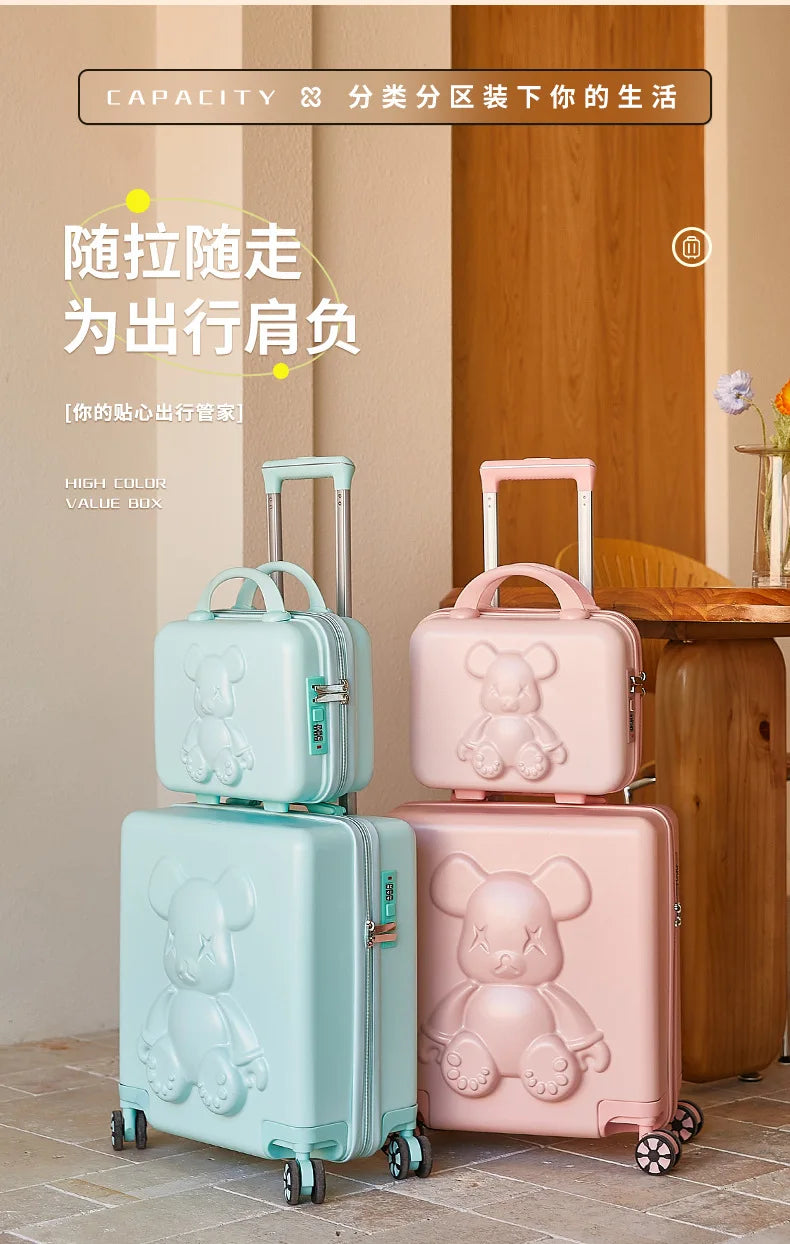 Nouvelle valise trolley universelle à roulettes 18 pouces 2024, sac de maquillage cabine pour hommes et femmes