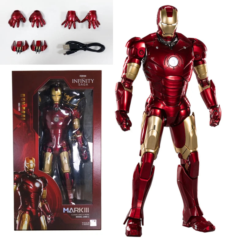 ZDTDS Original 1/5 36CM Iron Man MK50 MK3 LED-Beleuchtung 10-jähriges Jubiläum Tony Stark Modell Actionfigur Geschenk
