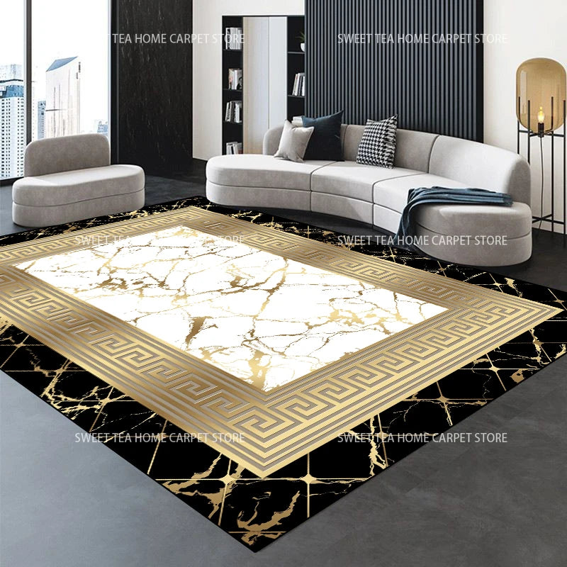 Moderner goldener Luxus-Teppich, große Wohnzimmerdekoration, Heimteppiche, rutschfeste Schlafzimmermatte, anpassbare Couchtisch-Lounge-Teppiche