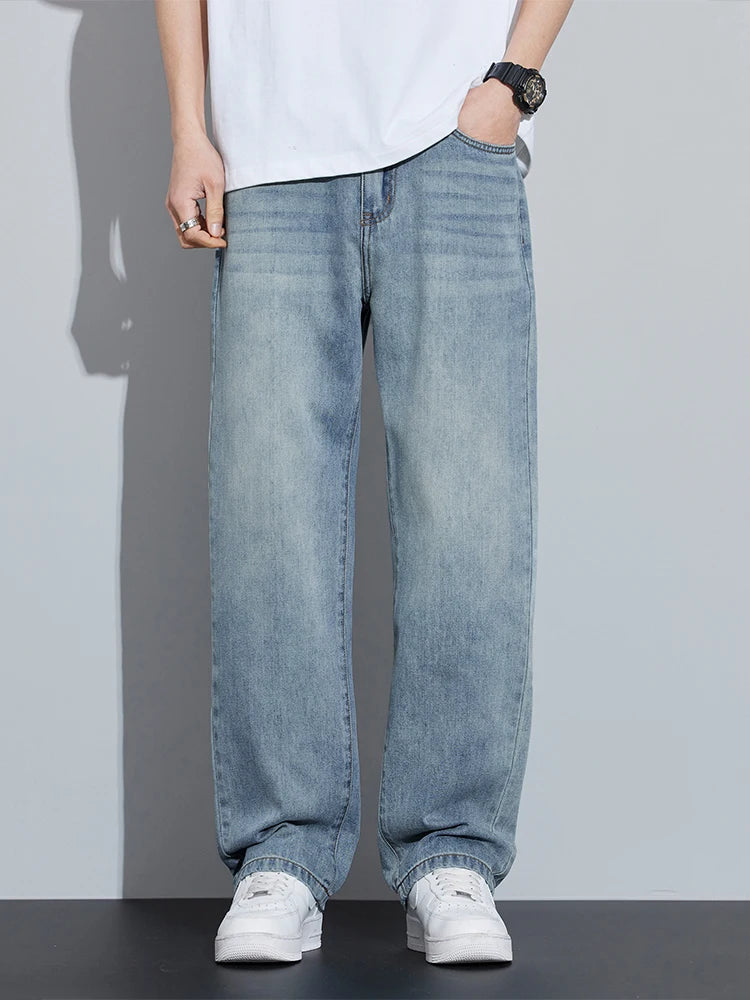 2025 Frühjahr/Sommer Neue Herren Lyocell Loose Jeans Sommer Dünn Atmungsaktiv Straight Leggings Retro Business Casual Mode Koreanisch M