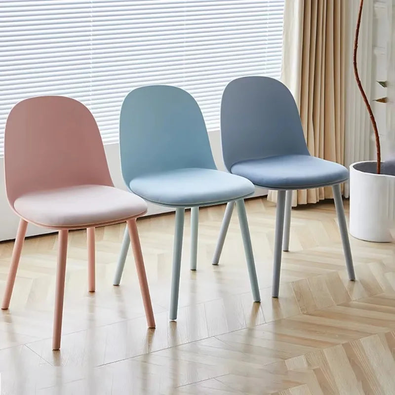 Set Of 4 Aesthetic Dining Chairs Plastic Comfortable Modern Living Room Dining Chairs Ergonomic Bedroom Chaises Home Furniture