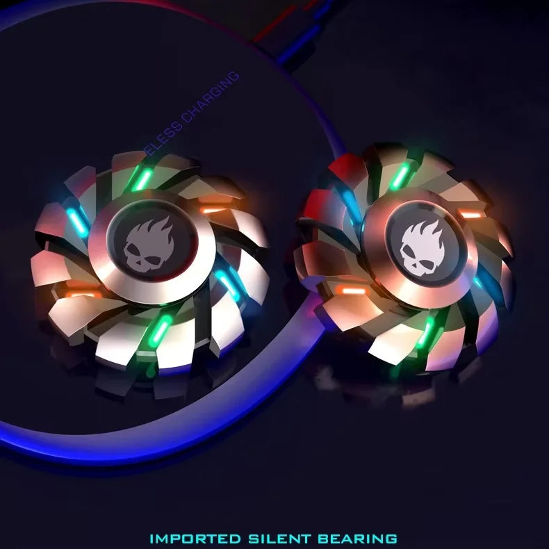 YIJOO Leuchtender Fingerspitzen-Kreisel EDC Sensorik-Spielzeug Metall Leiser Fidget Spinner Regenbogenlicht Fidget Toys