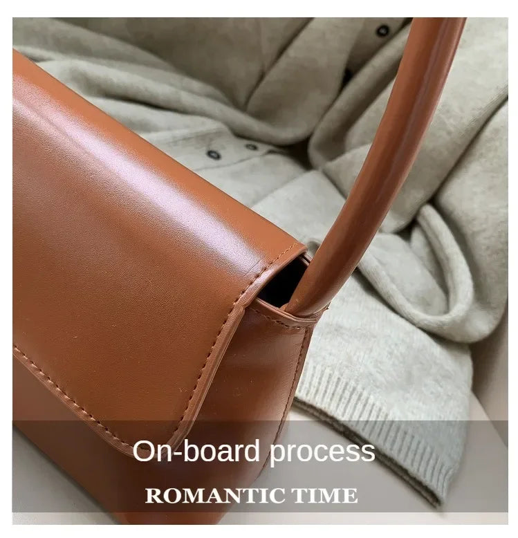 Korean Style Underarm Female Bag PU Minimalist Women Handbag 2025 New Fashion Shoulder Bag Solid Color Daily Commuter bag
