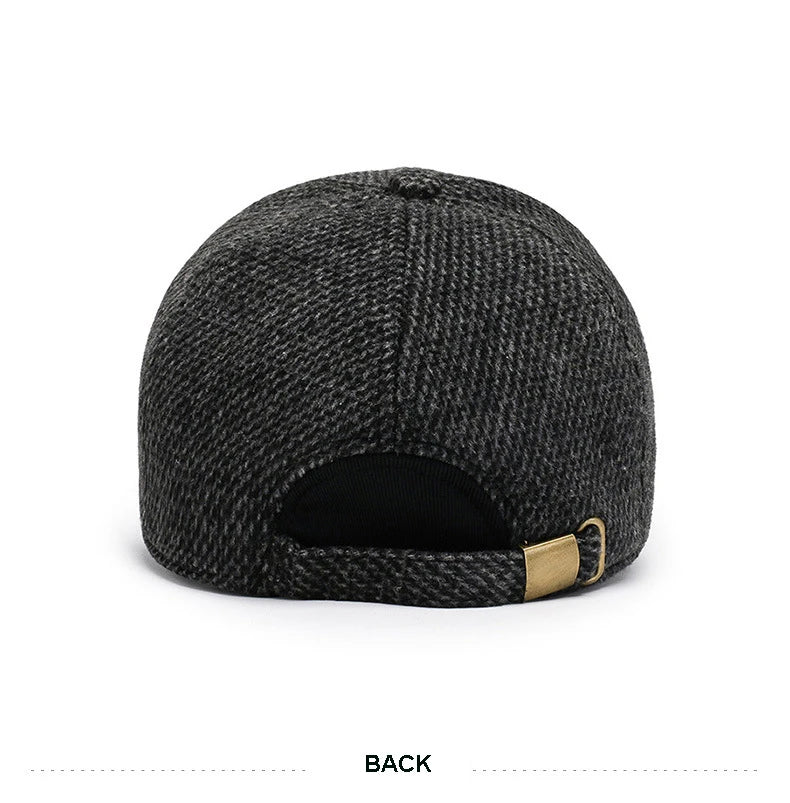 Casquette de baseball en laine tricotée pour l'hiver, cache-oreilles, casquette de baseball pour hommes, chapeaux chauds et épais avec protège-oreilles, casquettes de sport de golf, snapback