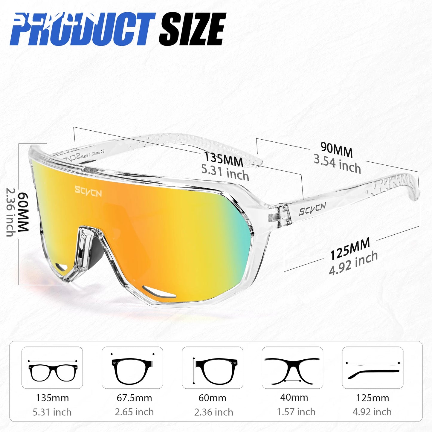 SCVCN Lunettes de soleil photochromiques d'extérieur, lunettes de cyclisme pour hommes, lunettes de vélo pour femmes, VTT, vélo de route, lunettes de cyclisme UV400