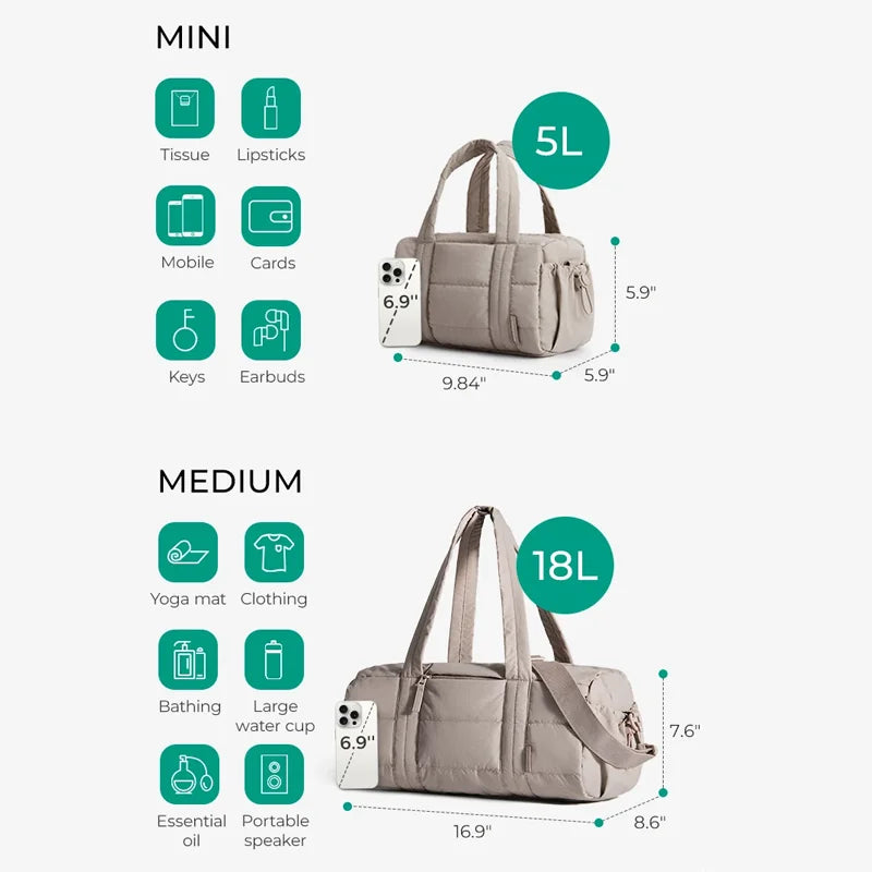 BAGSMART Reisetasche für Damen, Sporttasche, Yogatasche mit Nass- und Trockenfach, gesteppte Sporttasche für Wochenendausflüge, Schwimmen
