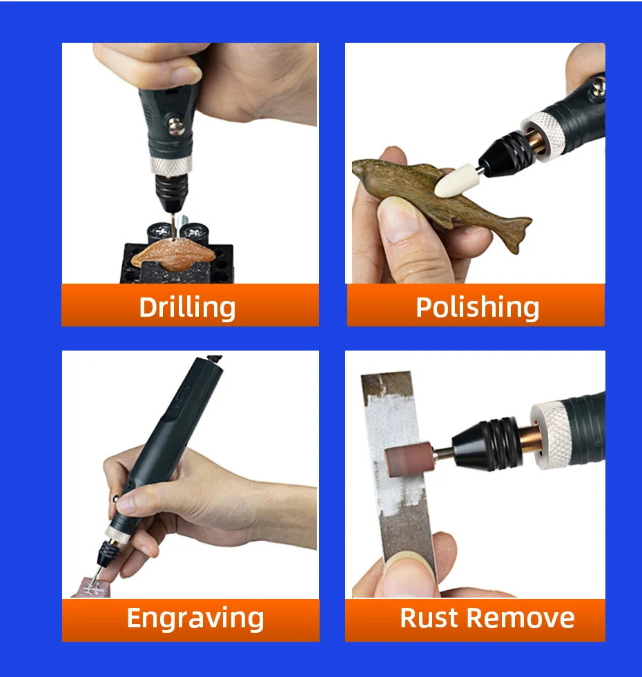 TUNGFULL Drill Engraver Mini Drill Tools Hand-held Mini Dremel Wood Working Tools Electric Grinding Accessories Set
