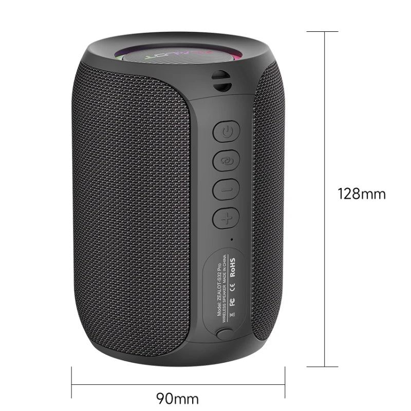 ZEALOT-S32PRO Leistungsstarker Bluetooth-Lautsprecher, kabelloser Bass, LED-Licht, Outdoor-Lautsprecher, Subwoofer, wasserdichte Soundbox-Unterstützung