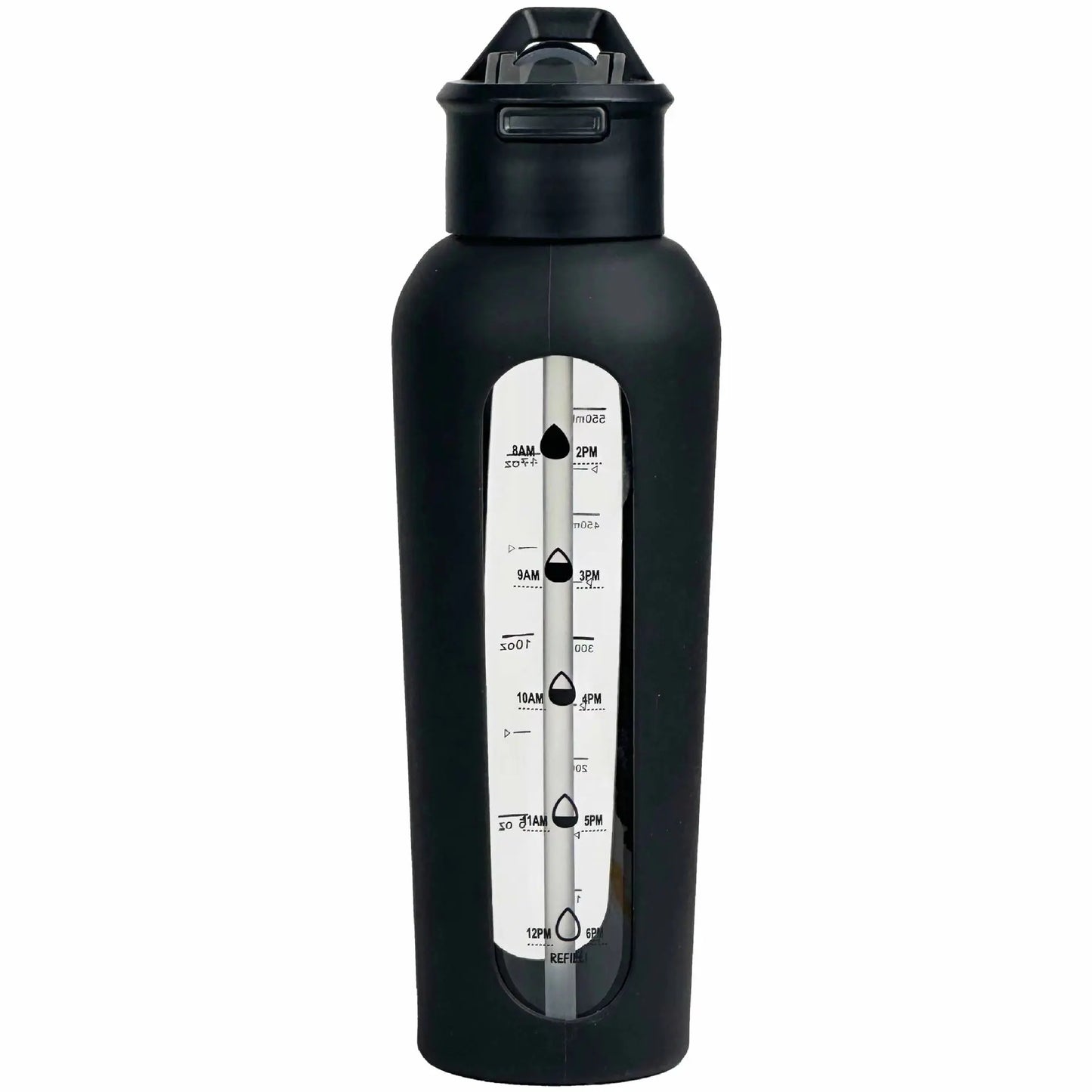 700Ml Handheld Cover Portable Sports Kettle Large Capacity Straw Cup with Graduated Silicone Cover Single-layer Glass Bottle