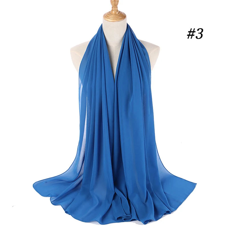 Hijab musulman en mousseline pour femmes, écharpe en mousseline bulle, voile pour femmes, musulmanes, islamiques, de couleur unie, malaisiennes, écharpes foulard musulman