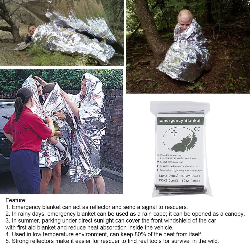 1-5PCS Emergency Thermal Blanket Waterproof Windproof Blankets for Outdoor Survive First Aid Blanket Foil Thermal Rescue Blanket