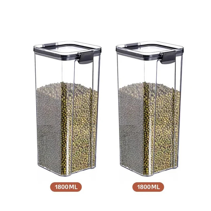 Bocaux scellés de 460 à 1800 ml, organisateur de cuisine pour le stockage des céréales, grand réservoir en plastique, boîte de rangement étanche à l'humidité, bocaux à condiments ménagers