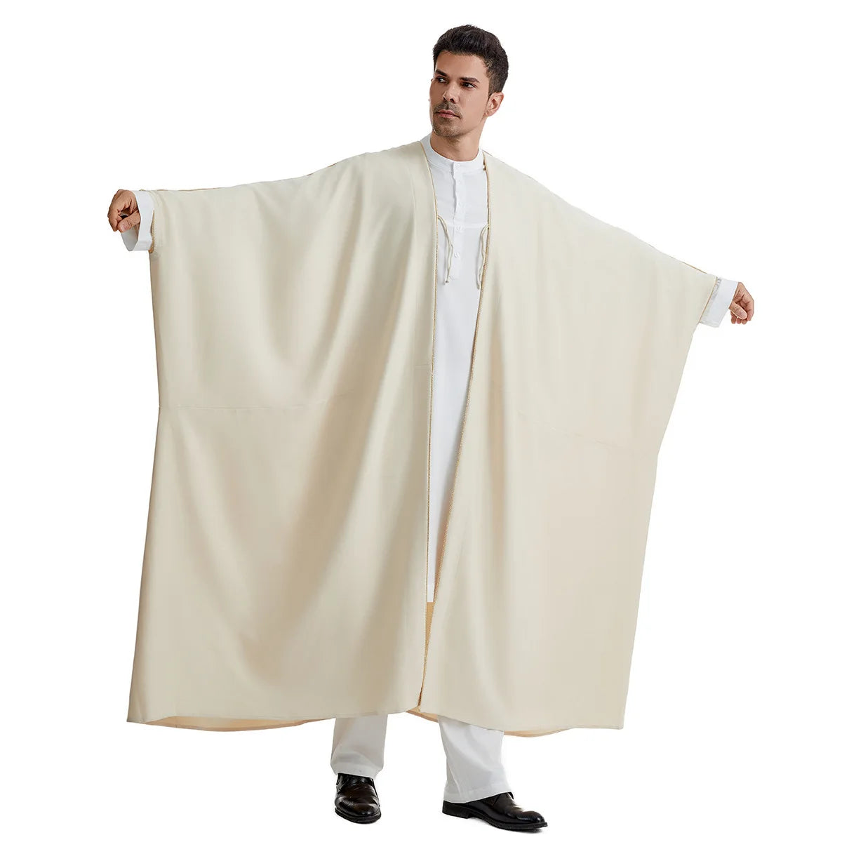 Ramadan Djellaba Eid Abayas Gebets-Kaftan Herren Muslimischer offener Abaya Türkei Arabischer Cardigan Robe Marokko Jubba Thobe Islam Dishdasha
