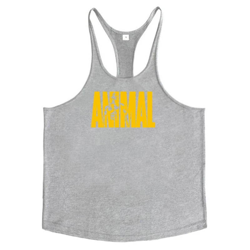 Gilets de course pour hommes ANIMAL Lettres imprimées Débardeurs de sport sans manches en coton pour la musculation Maillots de corps vêtement de fitness musculaire