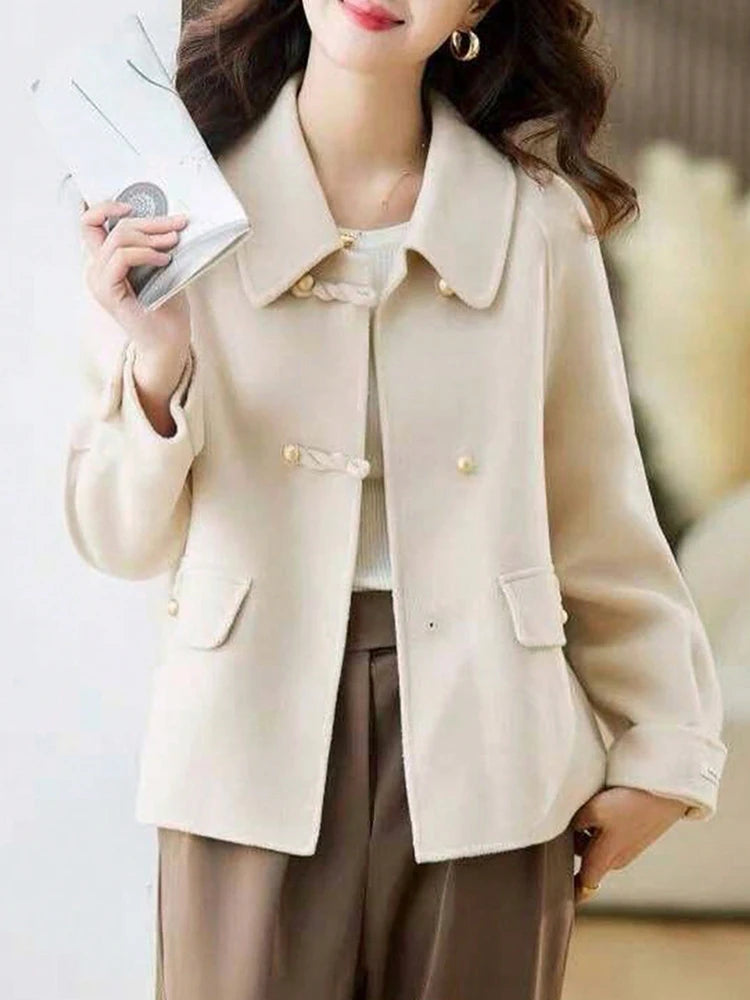 Manteaux courts élégants et unis pour femme, vêtements chauds d'automne et d'hiver, tenues de bureau formelles pour femme, nouveautés en matière de vêtements d'extérieur