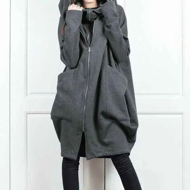 Hoodies Baggy Hooded Sweatshirt for Women Full Zip Up Woman Tops With Zipper New In Loose Harajuku Fashion Outerwears M E Basic