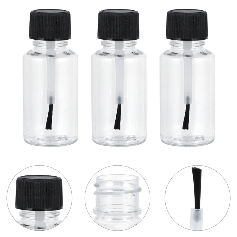Empty Nail Polish Bottles With Brush Cap Refillable Plastic Jars Leakproof Storage Liquid Paints Pots DIY Crafts Containers