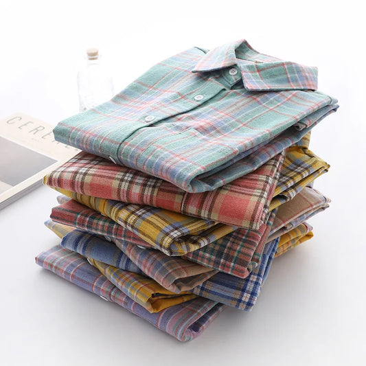 Women's Plaid Shirt 2025 New Ladies Loose Casual Blouse and Tops Fresh College Style Female Long Sleeve Shirts Women Clothes