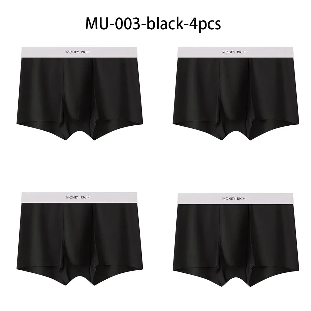 Herren 4er-Pack Feuchtigkeitsableitende, schnelltrocknende, nahtlose, antibakterielle Boxershorts mit hoher Elastizität, rutschfeste Sportunterwäsche