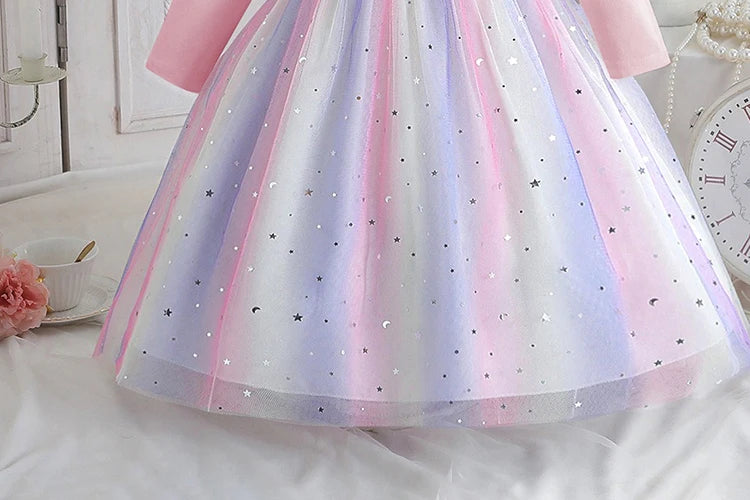 Kpop Demon Hunters Vêtements Enfants Robe de Princesse Manches Longues Printemps Robe Bébé Filles pour Fête d'Anniversaire Arc-en-ciel 2-8 Ans