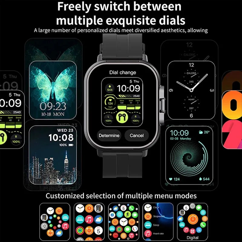Montre Intelligente 2026 D8 Pro avec Écran 2,01 pouces, Écouteurs sans Fil, Fréquence Cardiaque, Pression Artérielle, Oxygène Sanguin et Assistant Sportif