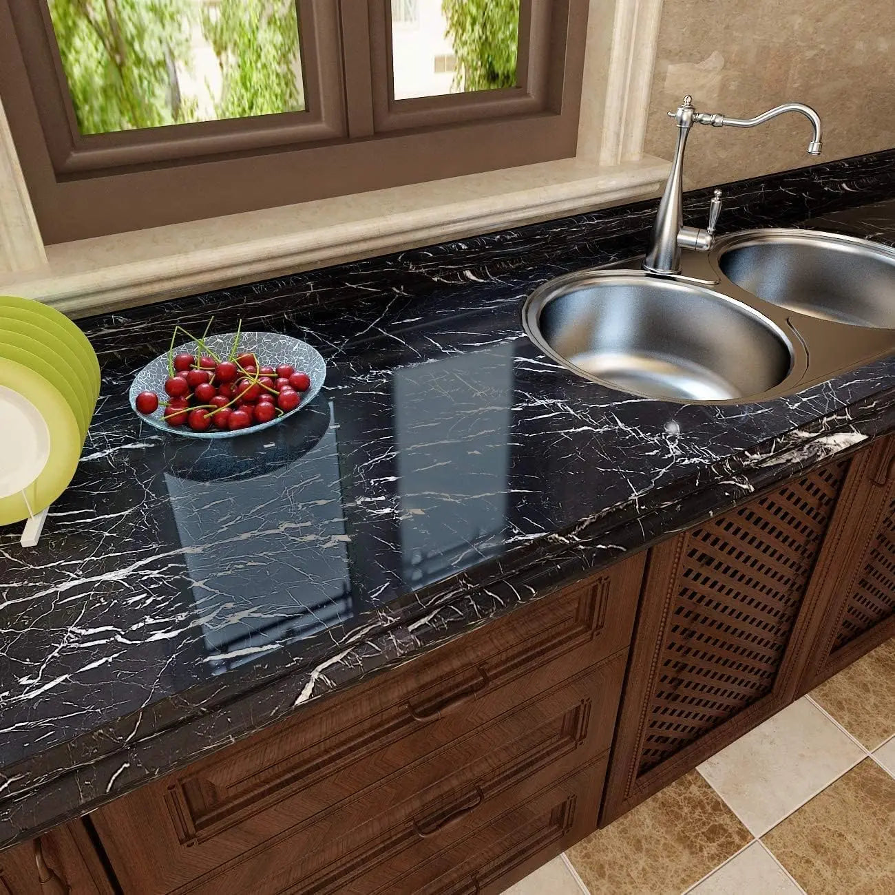 Marble Kitchen Oil-Proof Film Stove Waterproof Moisture-Proof Self-Adhesive Wallpaper Countertop Cabinet Renovation Tile Sticker