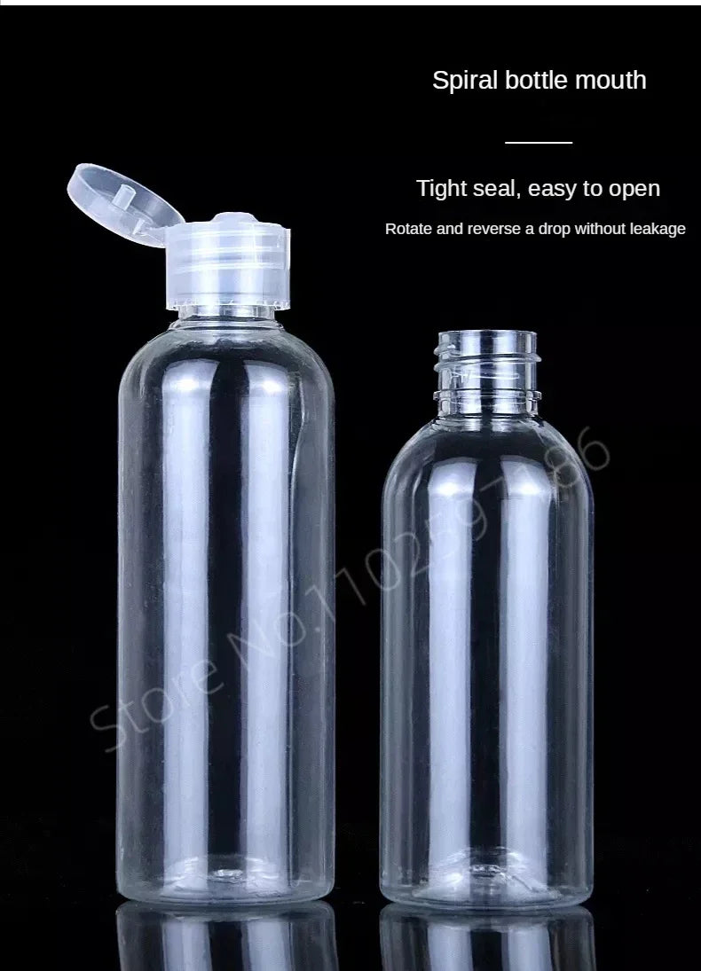 Lot de 30/50/100 flacons compressibles en plastique de 5 à 120 ml avec bouchon à clapet, en PET, pour lotion, shampoing, échantillons cosmétiques, flacons de voyage