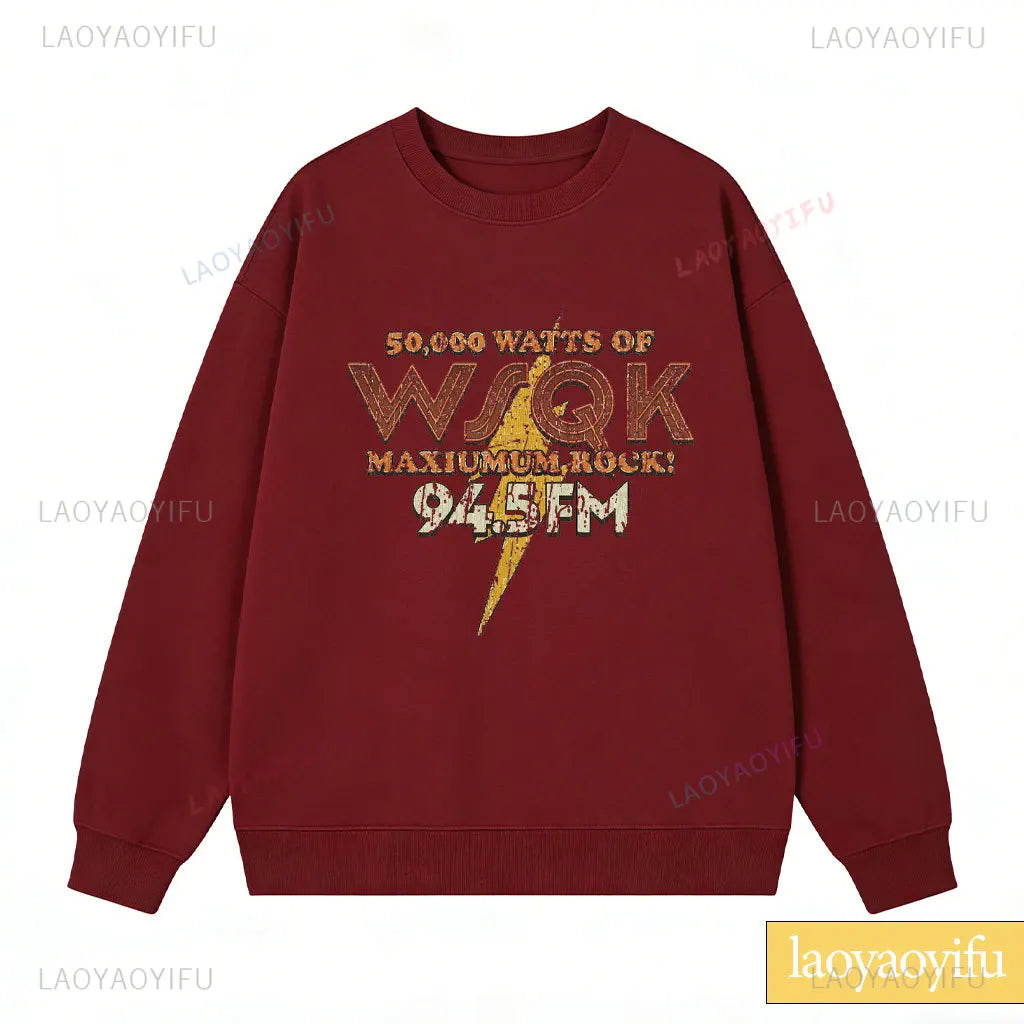 WSQK The Squawk 94.5 FM Radio Sweatshirt Wsqk Unisex Sweatshirts Vintage Sci-Fi Crewneck 80er Nostalgie Sweater Retro Shirt Geschenk