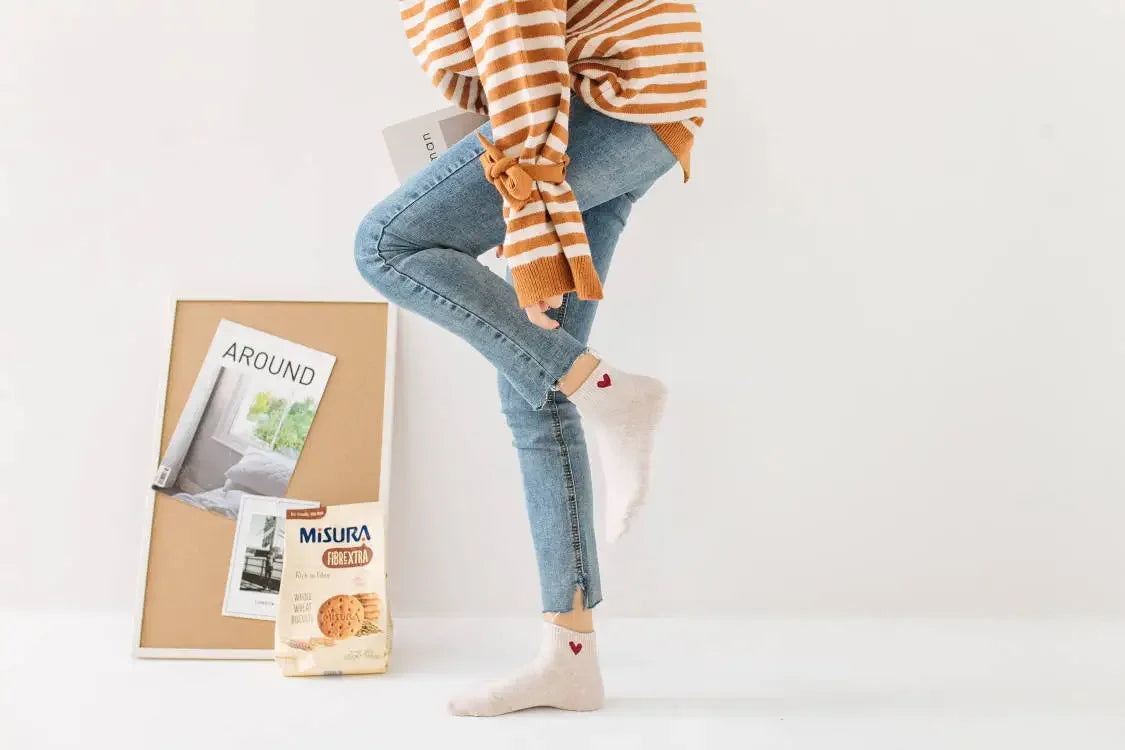 Frühling und Herbst Liebesherz MusterDamen Socken Lässige Sportsocken Kurze Bootssocken Süße reine Baumwolle Knöchelsocken Harajuku