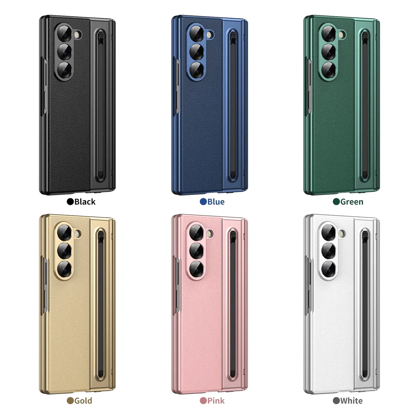 Leder mit Stahlfilm Stifthalter Handyhülle für Samsung Galaxy Z Fold 7 6 5 4 Fold7 Fold6 Scharnierschutz Stoßfeste Hülle