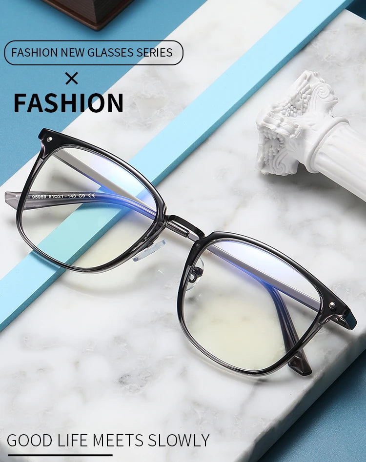 JMISUS Fashion Square Progressive Gleitsichtbrille Herren Damen Photochrome Optische Brille Mehrstärken-Gläser zum Lesen und für den Computer