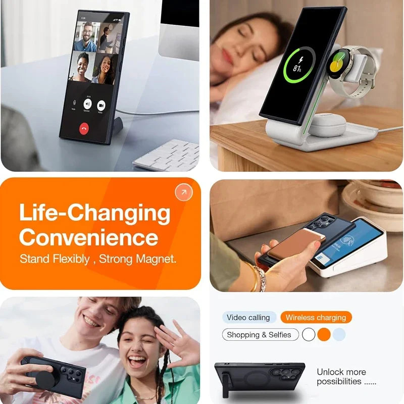 UYUXIO Magnetische Handyhülle mit Ständer für Samsung Galaxy S26 S25 S24 S23 Ultra FE S22 Plus A16 A55 A56 Standhüllen