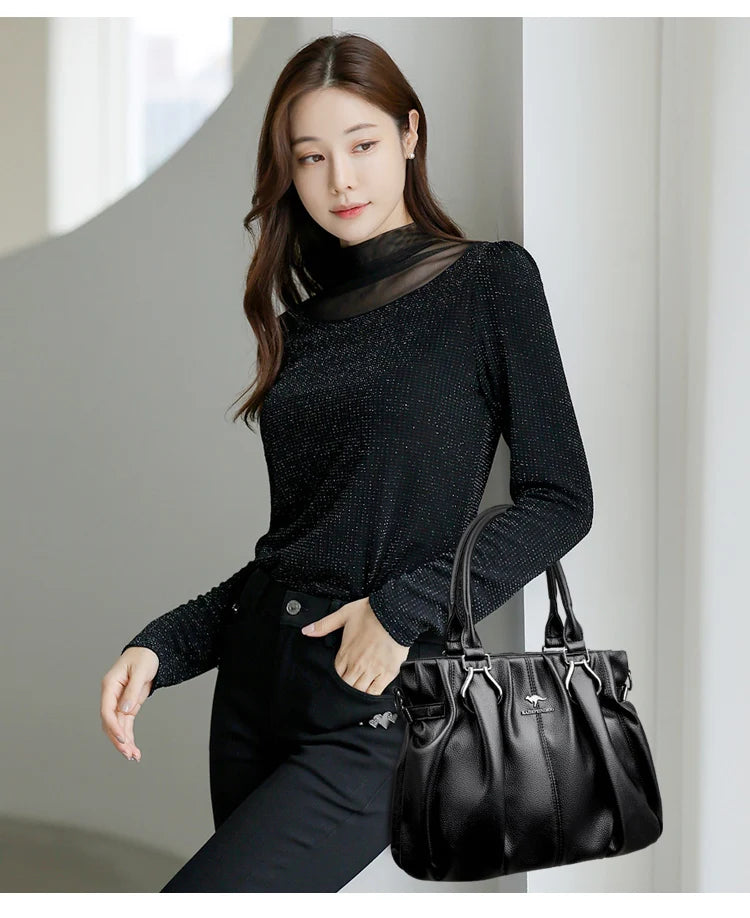Sac cabas décontracté en cuir véritable, sacs à main de luxe pour femmes, sacs à main de marque, sacs à main en cuir souple de haute qualité pour le travail