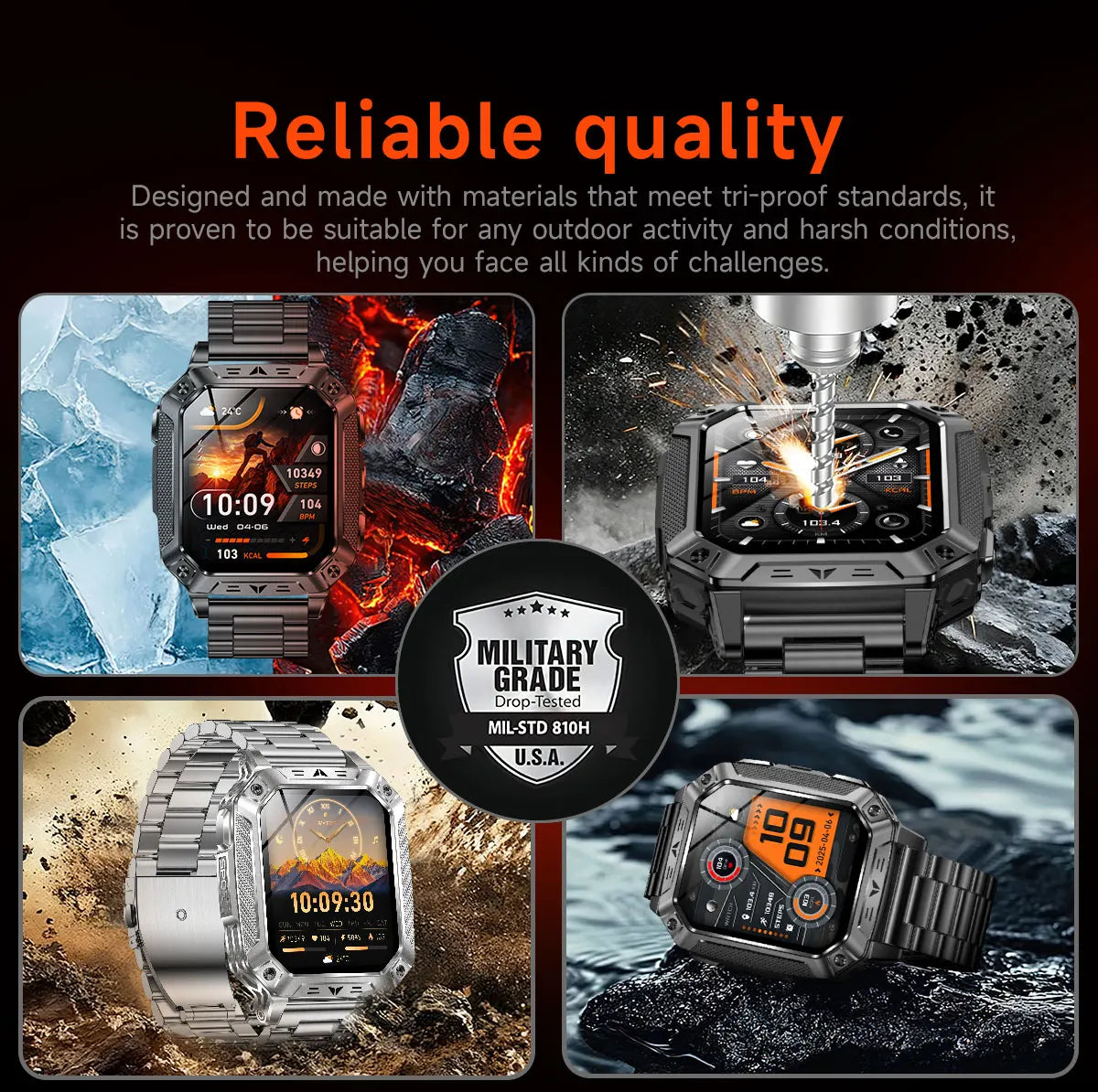 Montre connectée homme 2026 avec batterie ultra-large intégrée de 1400 mAh, GPS extérieur, écran AMOLED de 2,01", étanche 10 ATM, appel BT