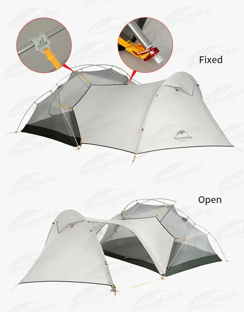 Naturehike Mongar UL BASE PRO 123 People Tent Trekking Backpacking Shelter Tent 20D Nylon Waterproof Ultralight Outdoor Camping