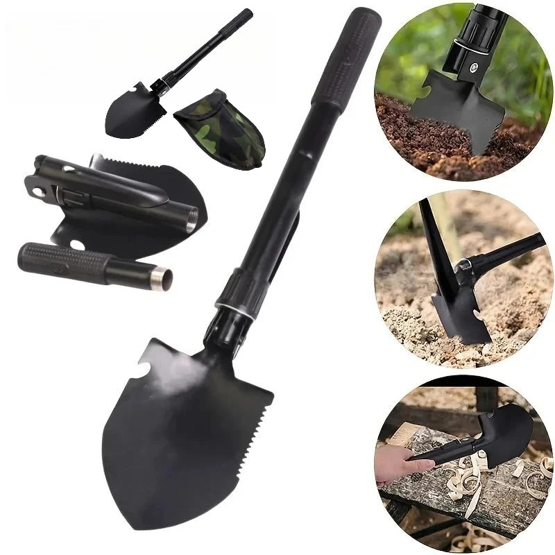 1 pelle pliante multifonction, outils de jardinage, mini-pelle télescopique à neige pour le camping, bêche pliable agricole d'extérieur pour le camping