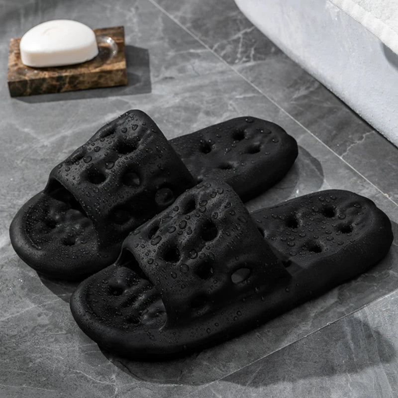 Men's Non-Slip Slide Sandals for Home, Breathable Quick-Dry House Slippers with Open Drainage for Indoor Shower Summer Wear