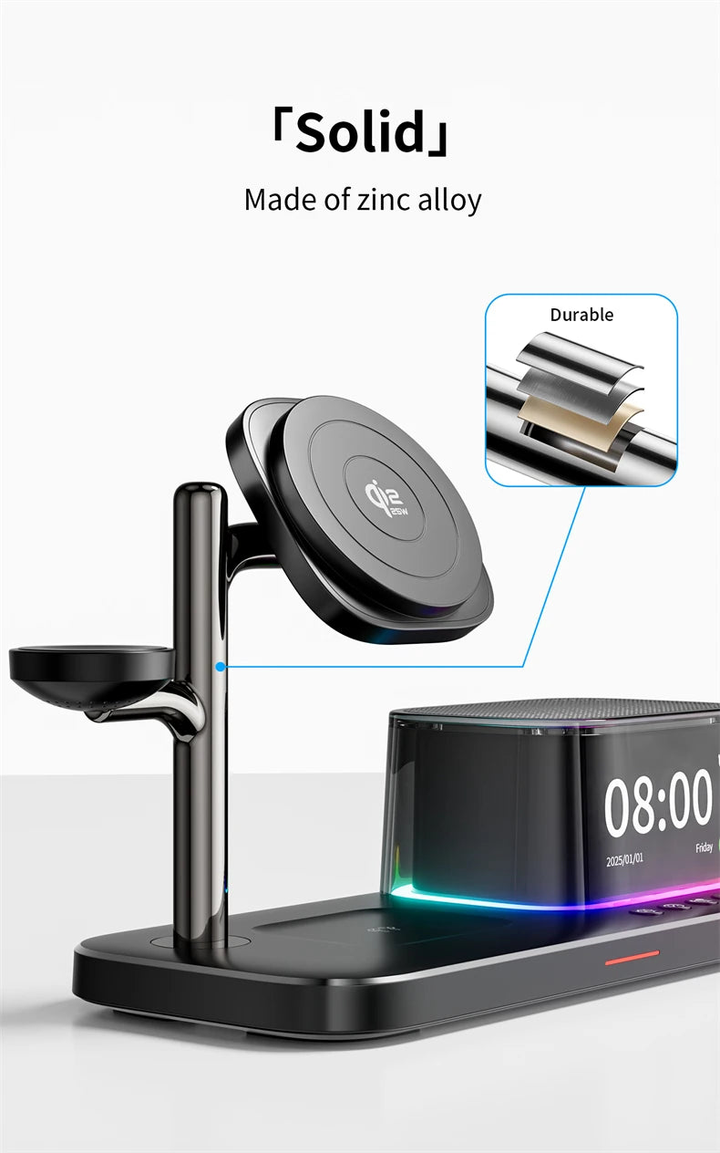 Magnetic 5 in 1 Qi2.2 25W Fast Wireless Charging Stand For Magsafe iPhone 17 16 Pro Max Apple & Galaxy Watch Galaxy S26 S25
