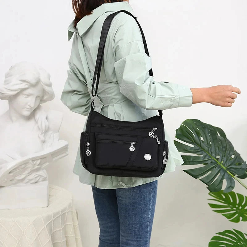 Damen Umhängetasche Wasserdichte Tragetasche Lässige Nylon Handtasche RFID Leichte Kuriertasche
