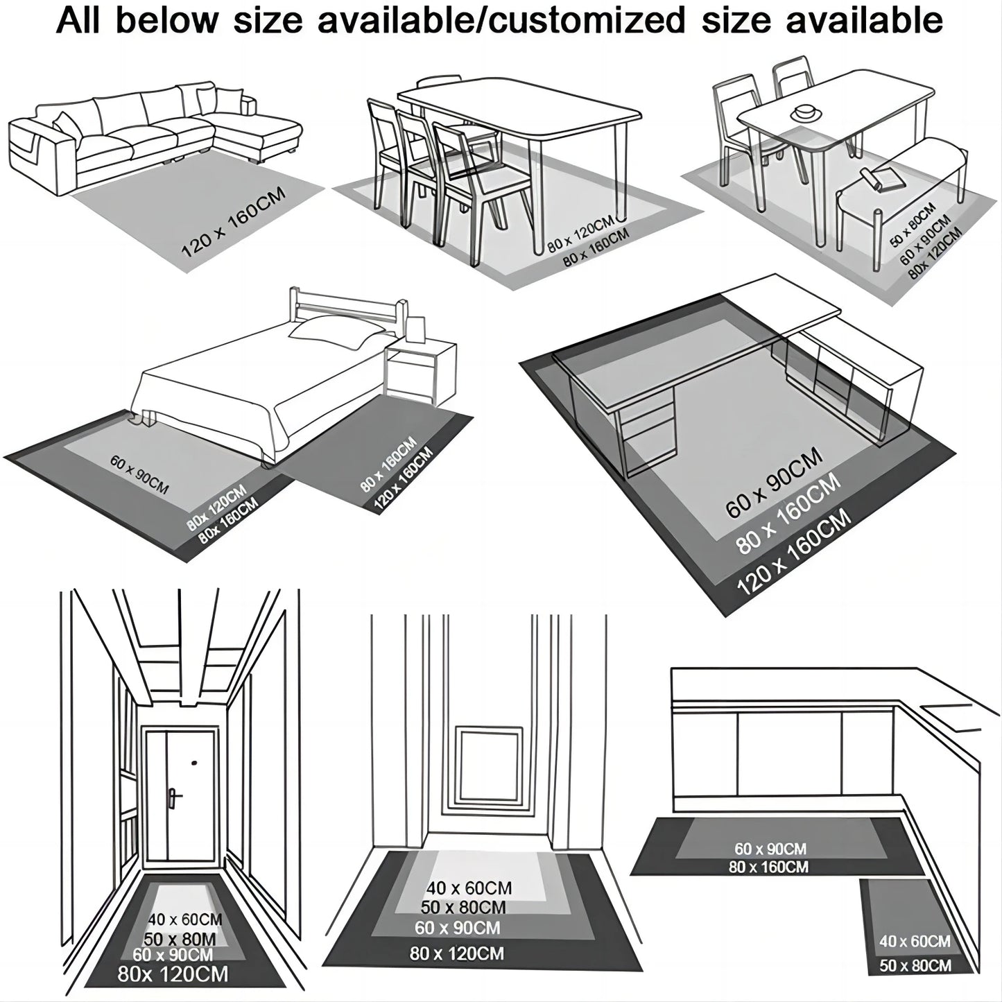 VIKAMA Nordischer Abstrakter Teppich Wohnzimmer Schlafzimmer Küche Esszimmer Fußmatte Heimdekor Geometrische Große Teppichmatte