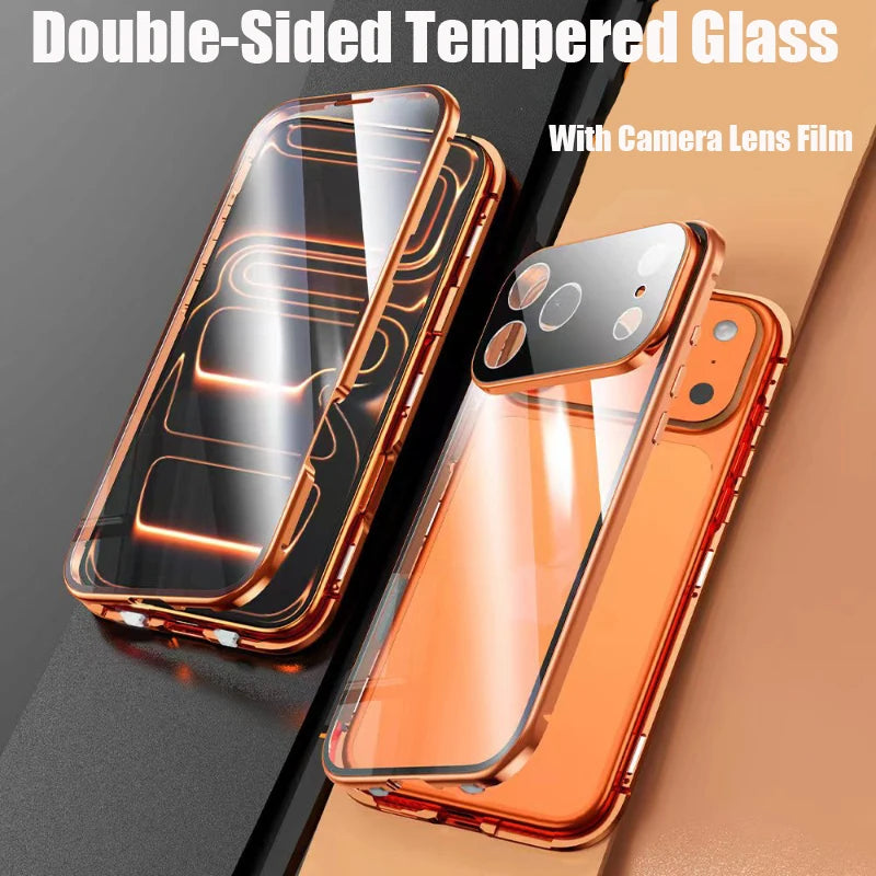 360°-Vollschutz-Metall-Magnet-Doppelseitige Glas-Schnappverschluss-Handyhülle für iPhone 17 Pro Max/17/Air/17 Pro Bumper Cover