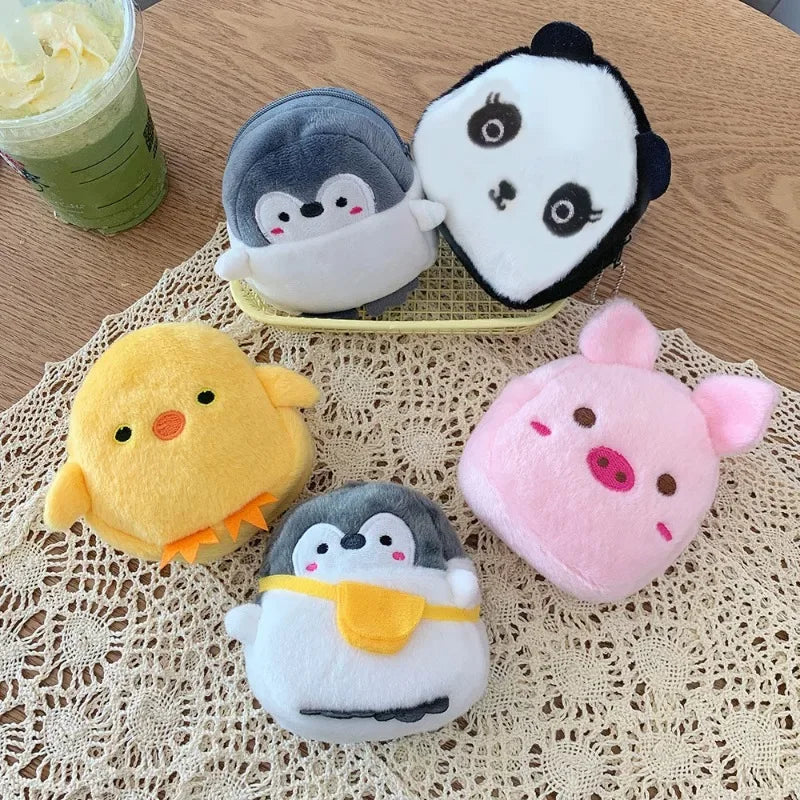 Cartoon Süße Schweinchen Geldbörse Kawaii Portemonnaie Weiche Plüsch Münztasche Schlüssel Kopfhörer Münz-Organizer Beutel Reißverschlusstasche Kindergeschenk