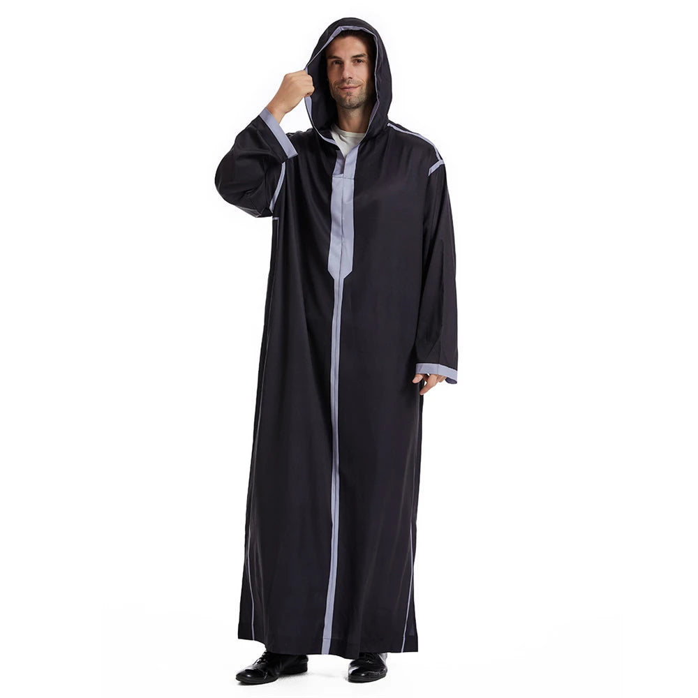 Islam Herren Kapuzen Maxikleid Jubba Thobe Saudi Arabisches Gewand Marokko Kaftan Dubai Türkei Abaya Muslimische Kleidung Ramadan Abayas Kleid