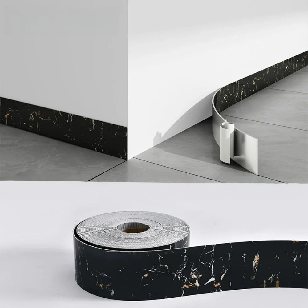 1pc 10cm X 5m PVC Self-Adhesive Marble Baseboard Sticker - Waterproof Skirting Board Protector for Corner Window Sill Home