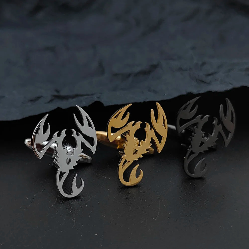 Manschettenknöpfe aus Edelstahl mit Totenkopf, Spinne, Fledermaus, Herren-Hemdknöpfe, Krawatten für Herrenkleidung, dekorative Punk-dunkle Manschettenknöpfe, Schmuckgeschenk