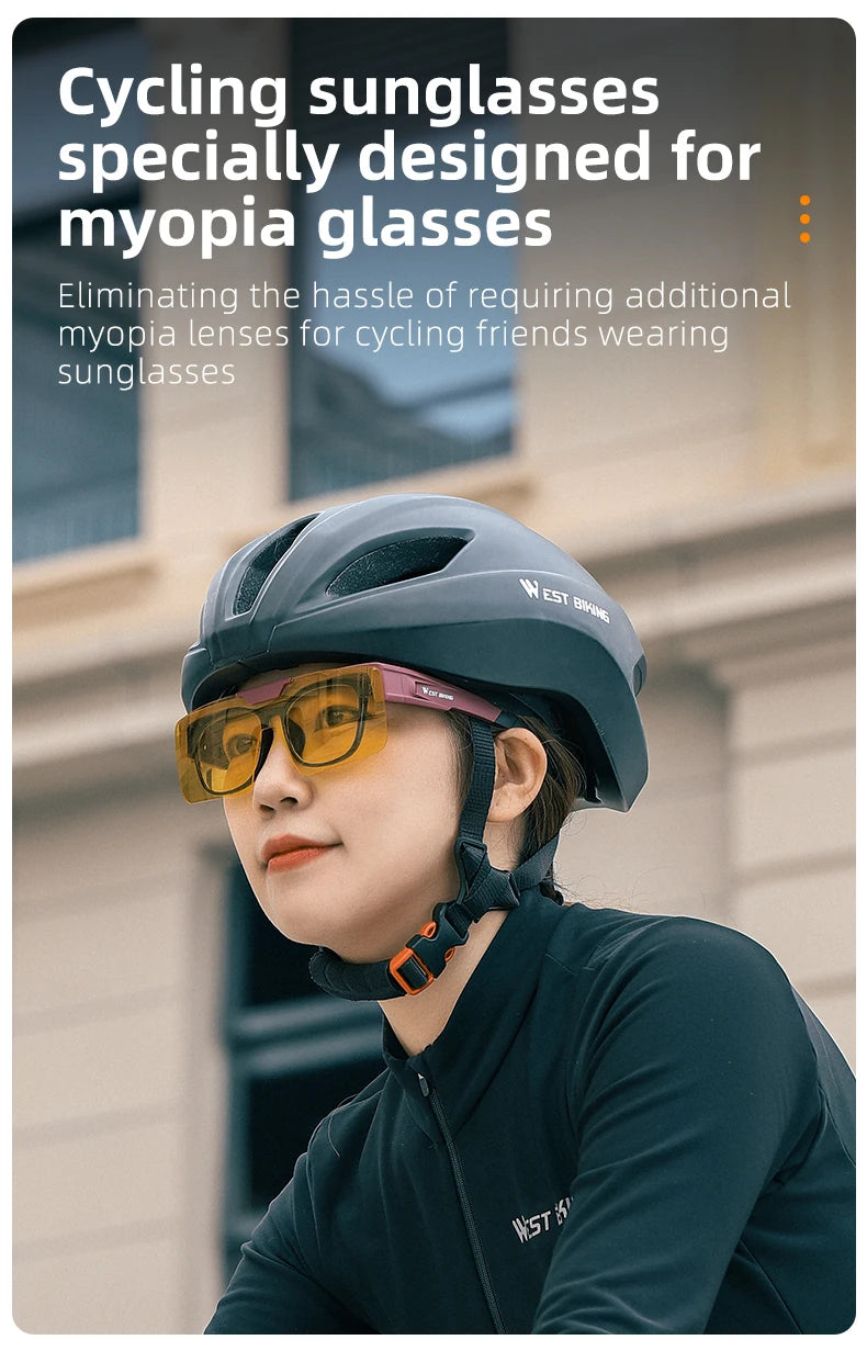 WEST BIKING Lunettes de cyclisme photochromiques Verres relevables Lunettes polarisées à clipser Pare-soleil VTT Vélo de route Lunettes de conduite de nuit