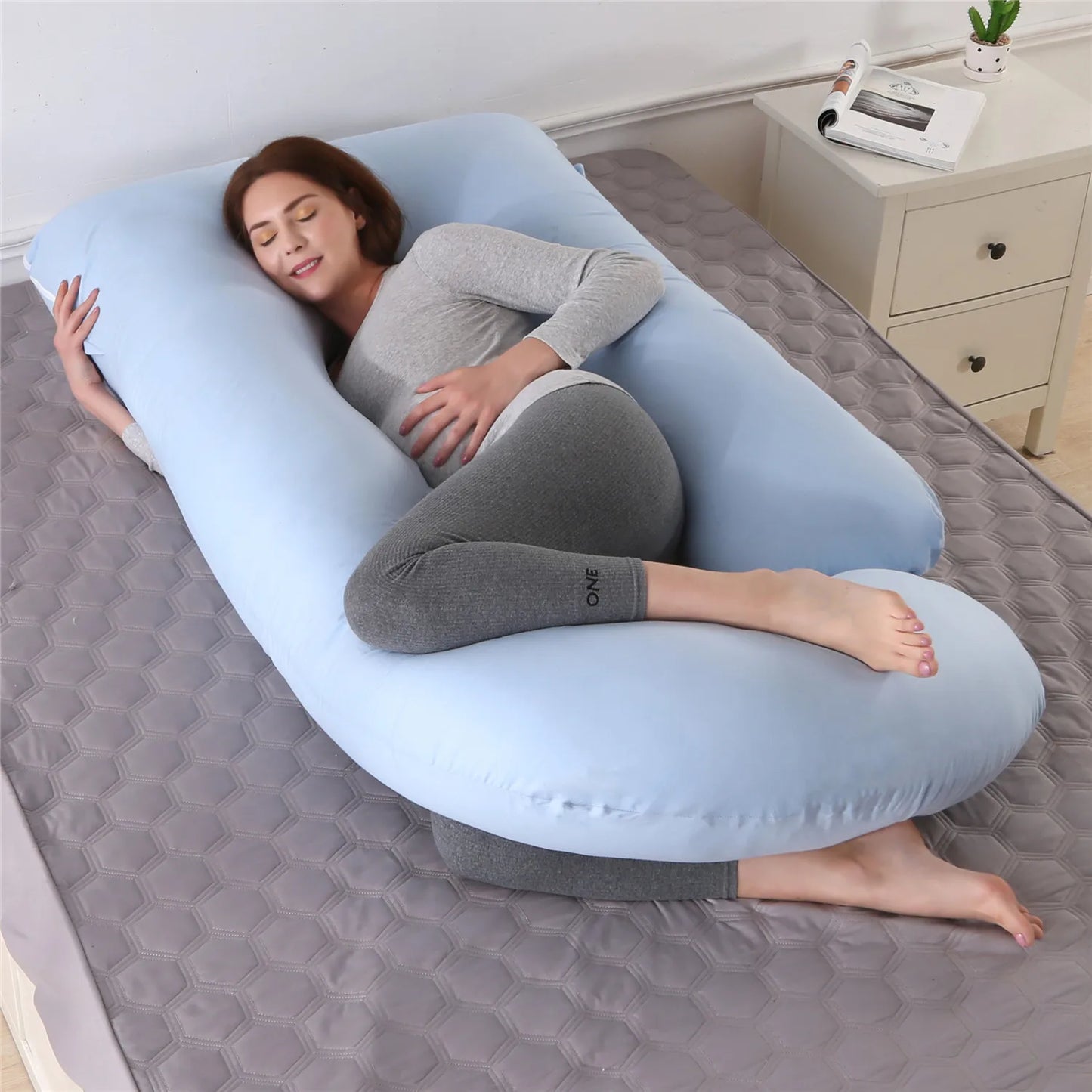 60-inch Full Body Pillow, Maternity Pillow, Maternity Full Body PillowwithPillowcase,Full Body Pillow with Back, Leg.(135X75X60）