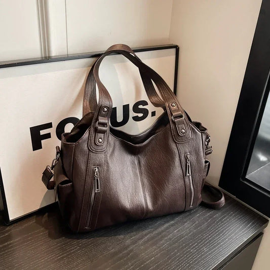Hot Selling Soft Inner Compartment Shoulder Bag 2024High Quality Contrasting Color Women's Bag Fashion Zipper Pu Women's Handbag