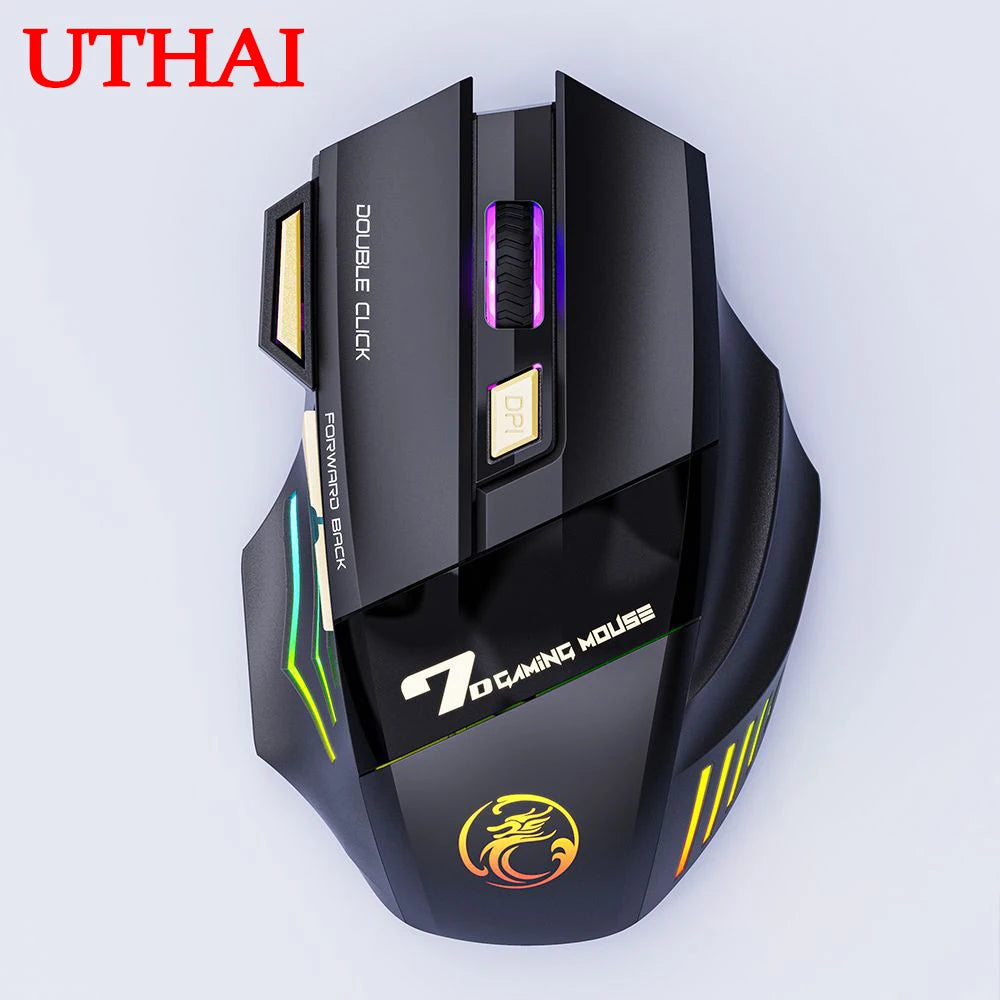 UTHAI GW-X7 Laptop Zubehör 7-Tasten Double Tap Free 2.4G Silent Wiederaufladbare Bunte Atmende Licht Drahtlose Gaming Maus