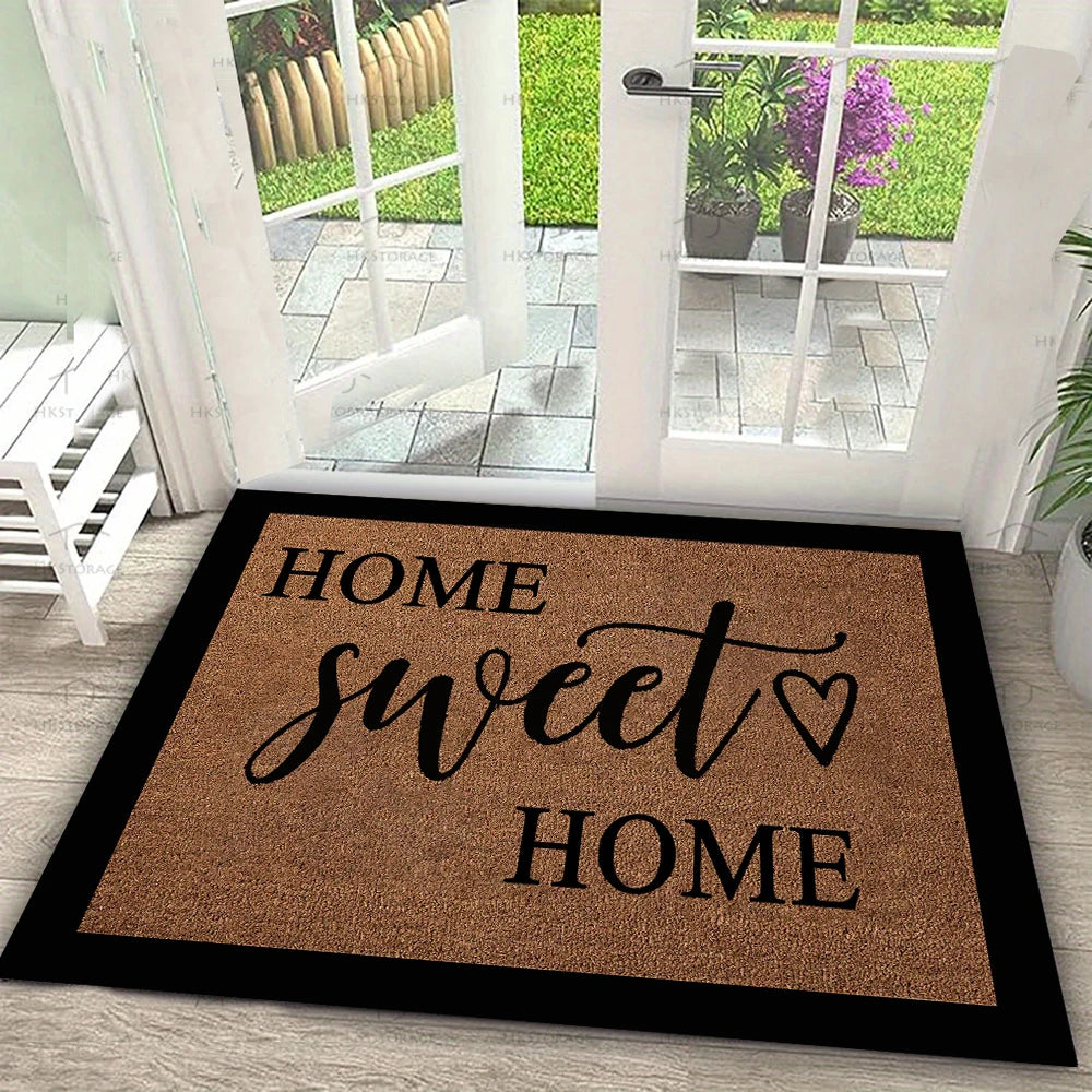 HOME Sweet HOME Fußmatte mit Herz-Buchstaben Kokosnuss Anti-Rutsch Eingangsmatte für Haustür Veranda Küche Innen Außen Willkommensmatte